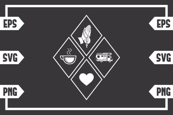 Coffee Jesus Heart and Camping Van Graphics for Crafts