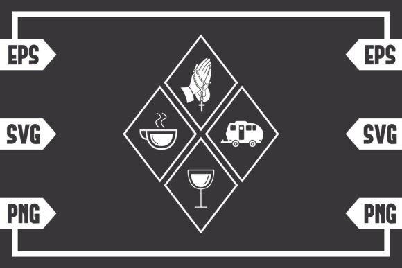Coffee Jesus Wine and Camping Caravan Graphics for Crafts