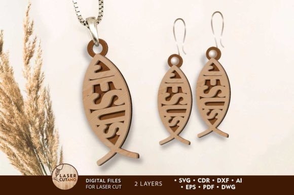 ICHTHYS Multilayer Laser Cut Earrings Template