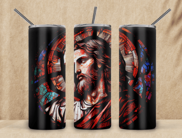 Jesus Stained Glass 20oz PNG: Tumbler Wraps Graphics