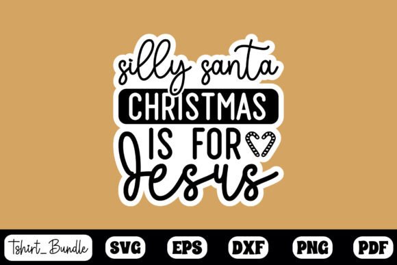 Silly Santa Christmas Sticker Design for Graphics & Crafts