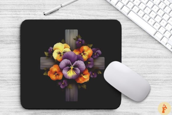 Wooden Cross with Pansy Flowers Graphics & Backgrounds Review