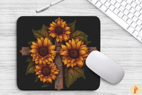 Wooden Cross with Sunflower Flowers Graphics & Backgrounds Review